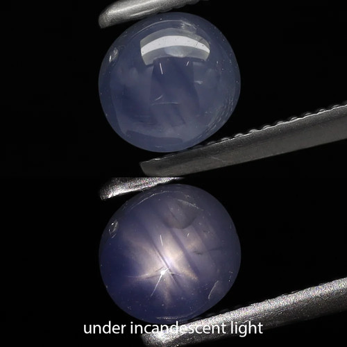 0.69ct 4.9x4.6mm Semi-Round Cab Natural Untreated Blue 6 Ray Star Sapphire, Burm