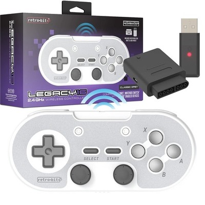 Retro-Bit Legacy16 2.4GHz Wireless Controller for SNES, Switch - Gray