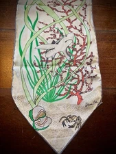 SO RARE Ivana Cella SILK Scarf MADE in ITALY Coral SHARKS Ocean Motif