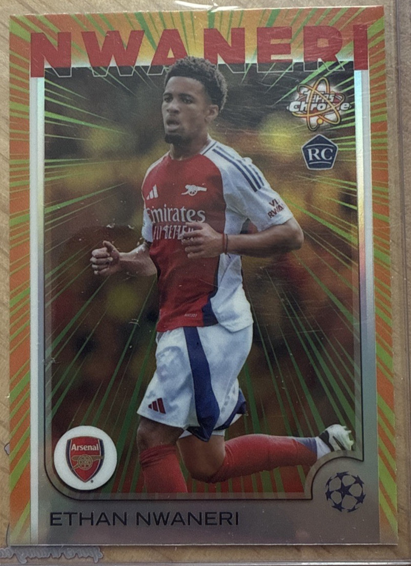 Ethan Nwaneri Radiating Rookies 2024-25 Topps Chrome UEFA Soccer (1:480 hobby)