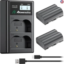 EN-EL3E Powerextra 2 x Battery & Dual LCD Charger Compatible with Nikon