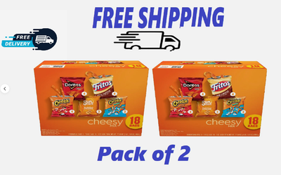#ad Frito Lay Cheesy Snack Chips Variety Pack 18 Count Multipack Box Pack of 2 $10.89