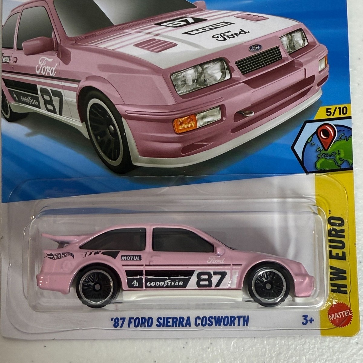 Hot Wheels 87 Ford Sierra Cosworth HW Euro 5/10 Pink Diecast Car