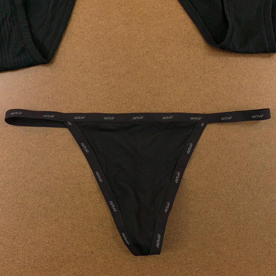 Conjunto de 3 bragas de bikini negras talla mediana Aerie para mujer nuevo con etiquetas Foto 2 de 4