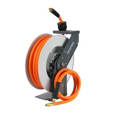 Retractable Air Hose Reel, 3/8 IN x 50FT Hybrid Air Hose Max 300 PSI, Air Com...