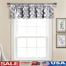 Textured Light Filtering Valance Curtain 3D Circle Design Window Decor New