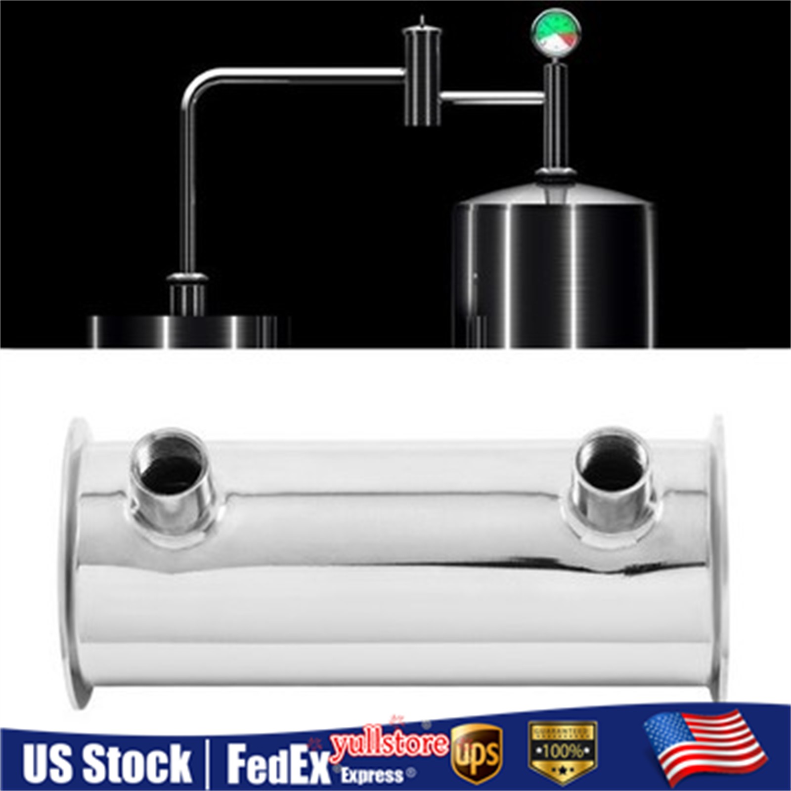 3" Tri Clamp Dephlegmator Condenser for Moonshine Reflux Still Column w 1/2" npt