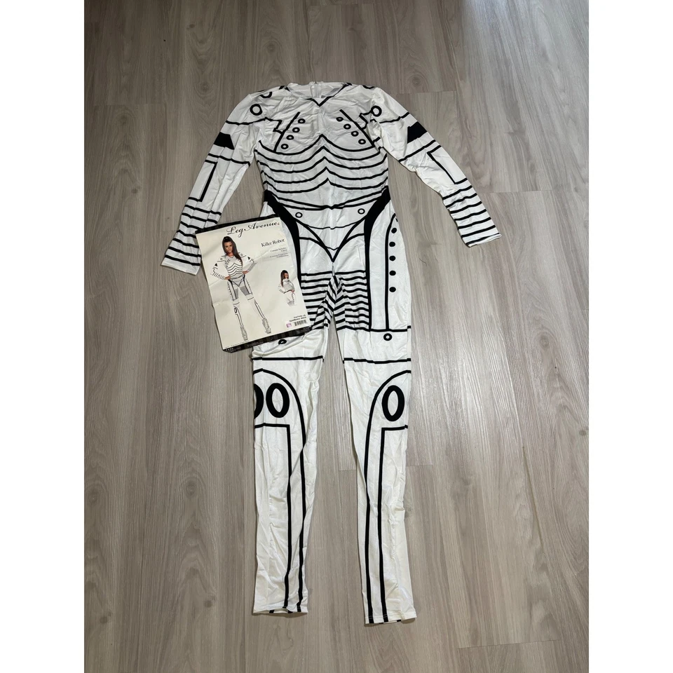 Disfraz de robot asesino Leg Avenue para mujer blanco negro L/G traje de gato disfraz de Halloween Foto 2 de 4