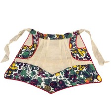 Vintage 1950s Chiffon Hostess Apron fruit pattern Sheer Retro Kitchen Pockets