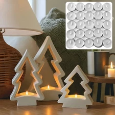53 Pcs Christmas Tree Candle Holders Concrete Tea Light Holders Christmas Tre...