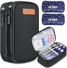 Insulin Cooler Travel Case, Double Layer Medicine Kit Diabetes Black