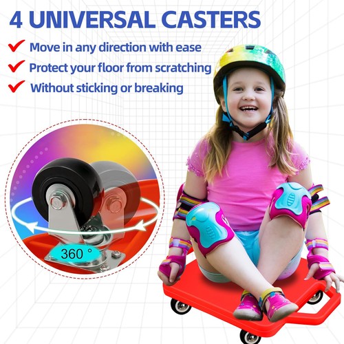 4 Pcs Sports Scooter Board with Handles for Kids Non-Marring Plastic Casters ... - Picture 5 of 7