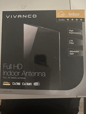 Vivanco Full HDTV Indoor Flach Antenne Innen Zimmer DVB T T2 dab+ LTE Filter 051