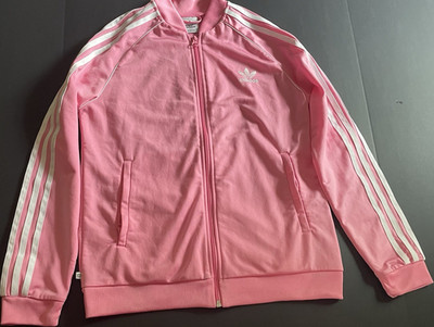 adidas Women's Pink Track Jacket Full Zip Lightweight Polyester with Pockets