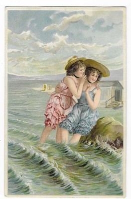 1907 gorgeous bathing beauties sharing secrets posted Elm Creek Nebraska