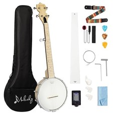 Mulucky 5 String Mini Travel Banjo, 26 Inch Closed Back Maple Kit Natural B805