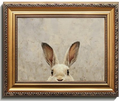 Uniro Vintage Gold Framed Wall Art, Easter Bunny Art 12''L x 9''W, 