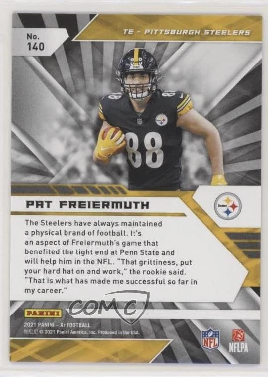 2021 Panini XR Rookies White /75 Pat Freiermuth #140 Rookie RC - Image 2 of 2