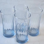 Set Of 4 Vintage Anchor Hocking Blue Swirl Design Drinking Glass Tumblers 16oz