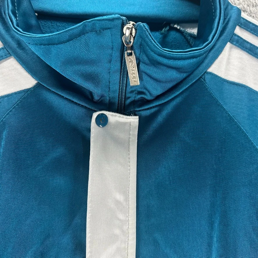 Vintage Adidas Track Jacket Mens XL Blue Full Zip Snap Button Trefoil 3 Strips - Image 3 of 4