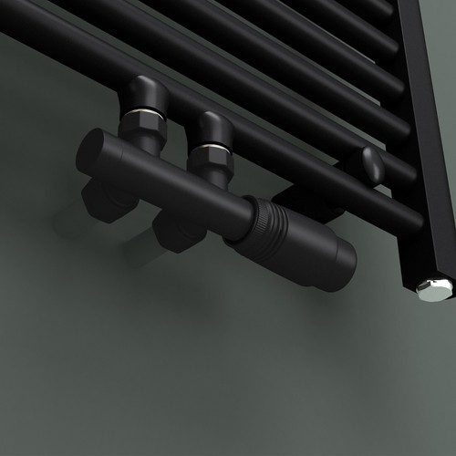 Thermostat Ventil Anschluss Schwarz Badheizkörper Heizkörper Mittelanschluss - Bild 6 von 6