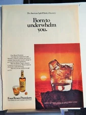 FOUR ROSES PREMIUM WHISKEY / CAPITOL 8-TRACK CLUB  ORIG. VTG 1972 ADVERTISEMENT