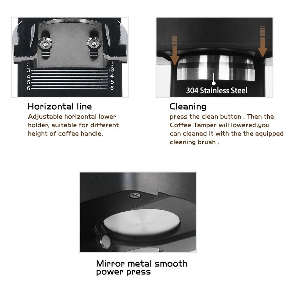 Black 58MM Electric Automatic Coffee Tamper AU Plug Plastic+Stainless Steel 240V - image 4 of 4