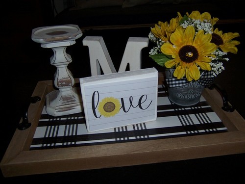 Love Sunflower sign Tiered Tray Farmhouse Summer Kitchen decor - Picture 2 of 2