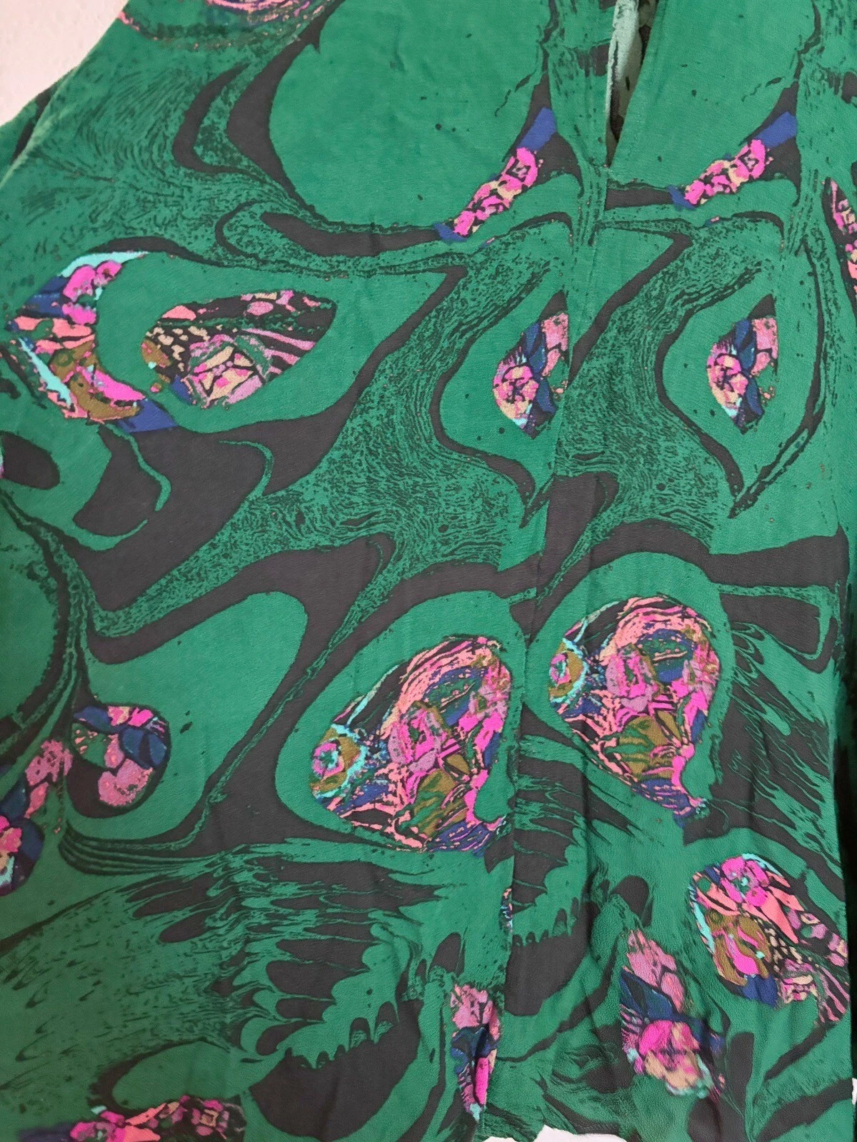 PALM ANGELS Tunica abito floreale tropicale bohémien Free People Drift Away verde brillante XS