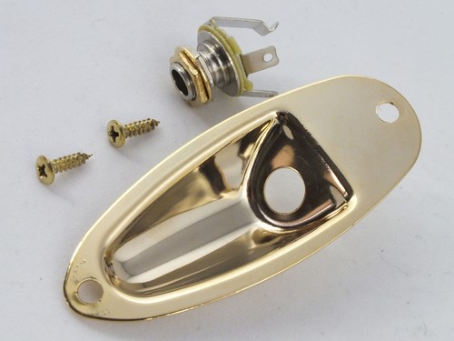 STRATOCASTER JACK PLATE & SOCKET for STRAT Style Guitars - Chrome, Black or Gold - Picture 3 of 8