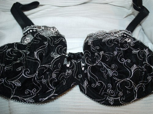 BHS Body Bliss 34DD-40G Black/Cream-Cream/Pink Full Cup U/W Bra Emma Embroidery - Picture 2 of 7