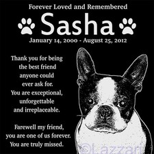Personalized Boston Terrier Pet Dog Memorial 12x12 Engraved Granite Grave Marker