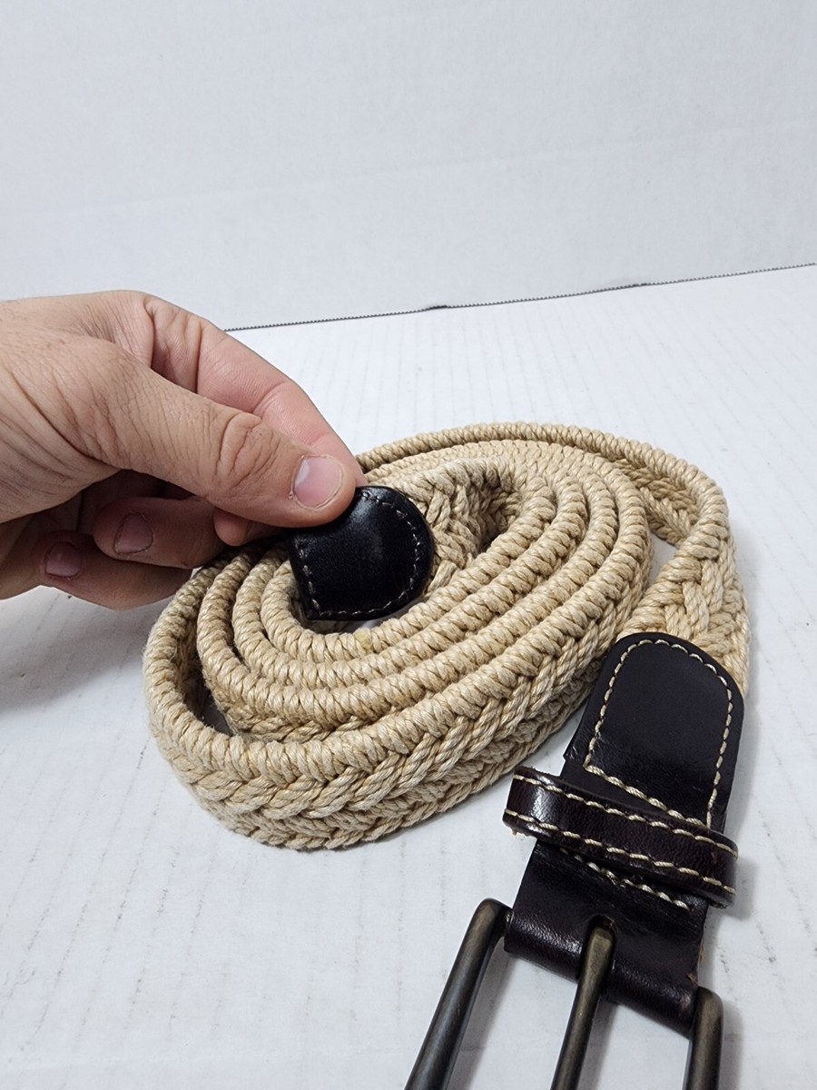 ORVIS Braided belt | Sz 44| Fabric | Beige Brown Leather | eBay display picture 1
