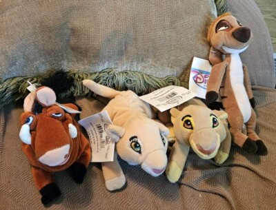 Disney Store The Lion King  Simba Nala Pumbaa Timon Plush Toys 8'' Set Parks NWT 