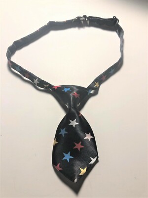 Black Multi Colored Stars Dog Cat Necktie Adjustable Pet Tie New