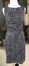 Ann Taylor Silk Blend Black/Gray Animal Print Leopard Sleeveless Sheath Dress 2