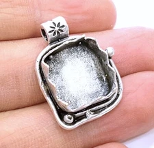 Pendant Bezel Base Setting Mountings Antique Silver Plated Brass15mm Blank G6537