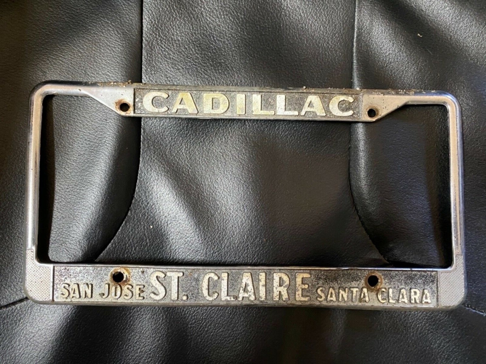 Vintage License Plate Frame St. Claire Cadillac San Jose, Santa Clara