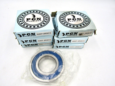 (6X) 6207-2RS Ball Bearing Premium Rubber Seal C3 EMQ, 35x72x17, 6207 2RS 6207rs