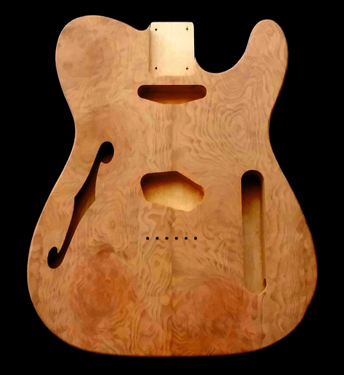 Unfinished Thinline Telecaster Body with highly figured Redwood
