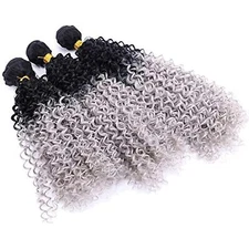 Yanhuishanghang Wigs For Women Silver Grey Wig 3 Bundles Synthesic Hair Curly