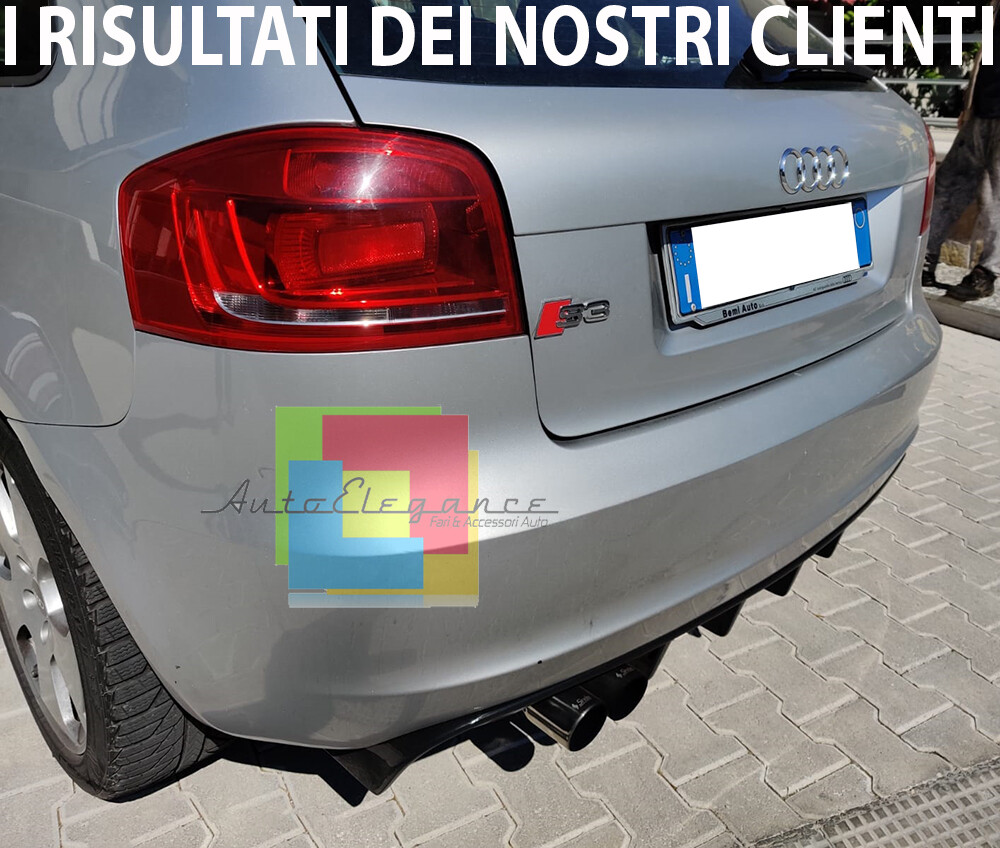 Difusor Trasero Para Audi A3 S3 8P Facelift 2008-2012 | Estilo RS3 ABS Negro | Tuning