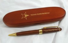 Texas Farm Bureau Wooden Pen And Case