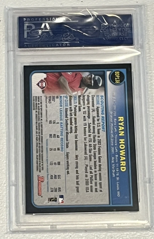 Lote Phillies 1B PSA 10 Auto Hoskins PSA 9 2003 Bowman Gold Ryan Howard radiocontrol Harper Foto 4 de 4