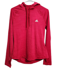 Adidas Womens S Long Sleeve Climalite Performance Hoodie Pullover Dark Pink