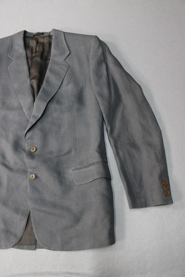 Abrigo Deportivo Pierre Balmain Hombre 46R EU 56 Gris Lino Irlandés Hecho en Italia 2 Botones Foto 2 de 4