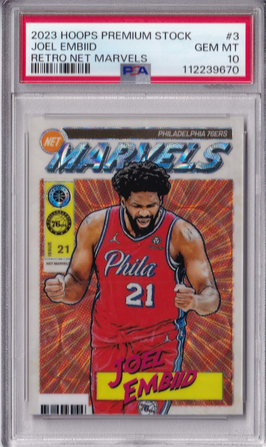 2023 Hoops Premium JOEL EMBIID Net Marvels Case Hit PSA 10 POP 2 76ers