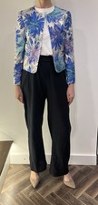 Alice + Olivia Jacquard Brocade Jacket Blues and Silver - XS