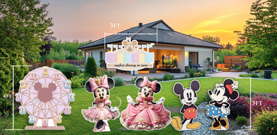 #ad Minnie Princess Cutout 3ft amp; Merry go around prop 4ft.2 Mickey amp; Minnie amp; sign $356.00