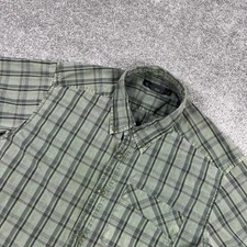 Exofficio Button Down Shirt Mens Medium Short Sleeve Plaid Outdoors Green